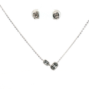 Set Collar y Broqueles con Diamante en Oro Blanco 18k