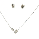Set Collar y Broqueles con Diamante en Oro Blanco 18k