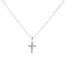 Collar con dije de Cruz de Diamantes y cadena en Oro blanco 14k