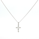 Collar con dije de Cruz de Diamantes y cadena en Oro blanco 14k