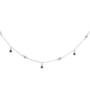 Collar tipo Gargantilla con Diamantes y Zafiro en Oro blanco 14k