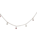 Collar tipo Gargantilla con Diamantes y Rubí en Oro blanco 14k
