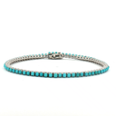 Pulsera estilo tennis de Turquesa en Oro blanco 14k
