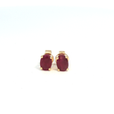 Aretes Stud de Rubí con Halo de Diamantes en Oro Amarillo