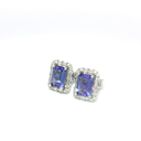 Aretes Stud de Tanzanita con Halo de Diamantes