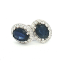 Aretes de Zafiro Corte Oval con Halo de Diamantes
