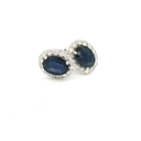 Aretes de Zafiro Corte Oval con Halo de Diamantes