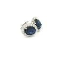 Aretes de Zafiro Corte Oval con Halo de Diamantes