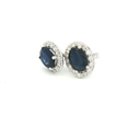 Aretes de Zafiro Corte Oval con Halo de Diamantes