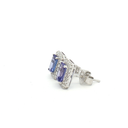 Aretes Stud de Tanzanita con Halo de Diamantes