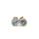 Aretes Stud de Zafiro Azul con Halo de Diamantes
