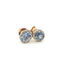 Aretes Stud de Zafiro Azul con Halo de Diamantes