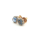 Aretes Stud de Zafiro Azul con Halo de Diamantes