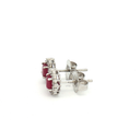Aretes Stud de Rubí con Halo de Diamantes