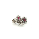 Aretes Stud de Rubí con Halo de Diamantes
