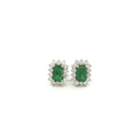 Aretes Stud de Esmeralda con Halo de Diamantes