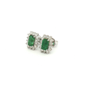 Aretes Stud de Esmeralda con Halo de Diamantes