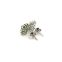 Aretes Stud de Esmeralda con Halo de Diamantes