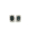 Aretes Stud de Zafiro con Halo de Diamantes