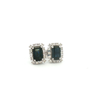 Aretes Stud de Zafiro con Halo de Diamantes