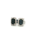 Aretes Stud de Zafiro con Halo de Diamantes