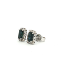 Aretes Stud de Zafiro con Halo de Diamantes