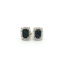 Aretes Stud de Zafiro con Halo de Diamantes