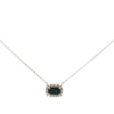 Collar Dije Zafiro con Halo de Diamantes