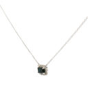 Collar Dije Zafiro con Halo de Diamantes