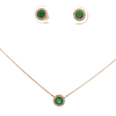 Set de Esmeraldas con Halo de Diamantes en Oro Amarillo