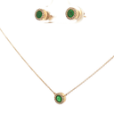 Set de Esmeraldas con Halo de Diamantes en Oro Amarillo