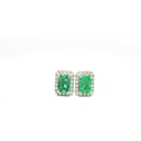 Aretes Stud de Esmeralda con Halo de Diamantes