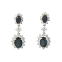 Aretes Drop de Zafiro con Halo de Diamantes