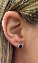 EX036 - Broqueles de Diamantes y Zafiro en Oro Blanco 14K