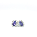 Aretes Stud de Tanzanita con Halo de Diamantes