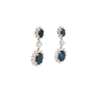 Aretes Drop de Zafiro con Halo de Diamantes