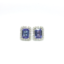 Aretes Stud de Tanzanita con Halo de Diamantes