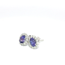 Aretes Stud de Tanzanita con Halo de Diamantes