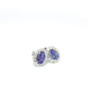 Aretes Stud de Tanzanita con Halo de Diamantes