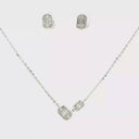 Set Collar y Broqueles con Diamante en Oro Blanco 18k