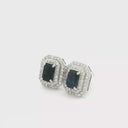 Aretes de Zafiro con Doble Halo de Diamantes