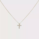Collar con Dije de Cruz con Diamante y cadena en Oro amarillo 14