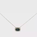 Collar Dije Zafiro con Halo de Diamantes