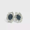 Aretes de Zafiro con halo de Diamantes Marquesas