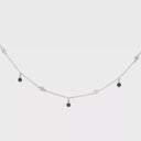 Collar tipo Gargantilla con Diamantes y Zafiro en Oro blanco 14k