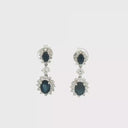 Aretes Drop de Zafiro con Halo de Diamantes
