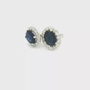 Aretes de Zafiro Corte Oval con Halo de Diamantes