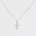 Collar con dije de Cruz de Diamantes y cadena en Oro blanco 14k
