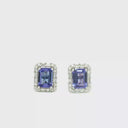 Aretes Stud de Tanzanita con Halo de Diamantes