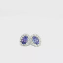 Aretes Stud de Tanzanita con Halo de Diamantes